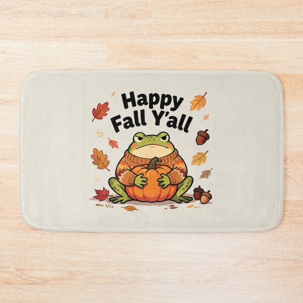 Item preview, Happy Fall Y'all Grumpy Frog in Sweater Hugging Pumpkin designed and sold by andromeda-redd.