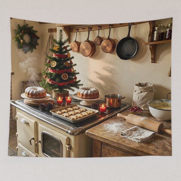 Item preview, Cozy Rustic Christmas Kitchen Baking Scene designed and sold by Connys Colorful World.