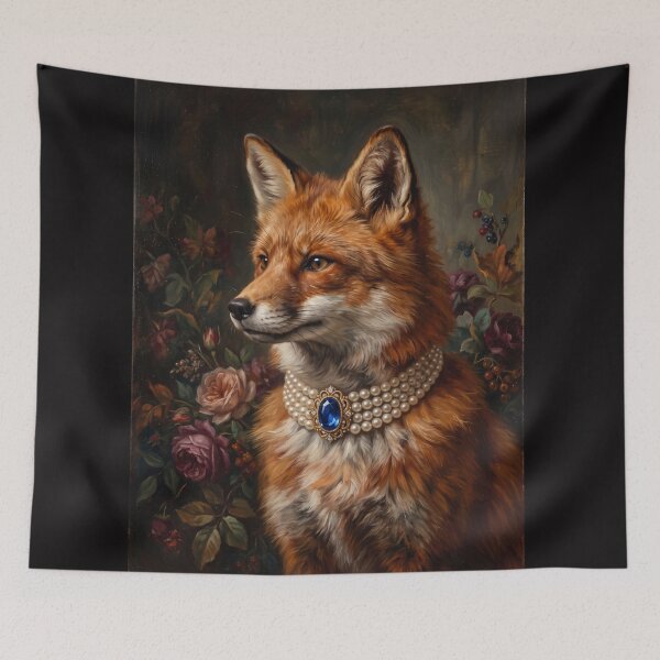 Item preview, Royal Fox in Pearl Necklace Painting designed and sold by Real Beast Art.
