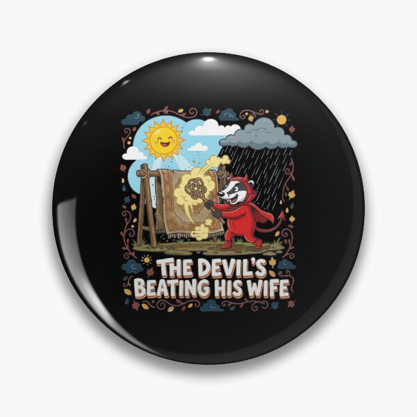 Item preview, The Devils Beating His Wife Sunshower Badger Carpet Rug Humor designed and sold by Dravienart.