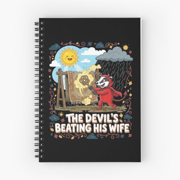 Item preview, The Devils Beating His Wife Sunshower Badger Carpet Rug Humor designed and sold by Dravienart.
