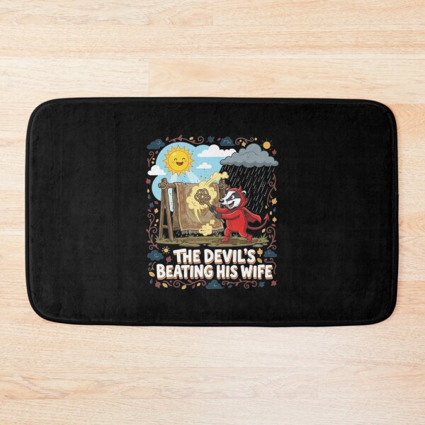 Item preview, The Devils Beating His Wife Sunshower Badger Carpet Rug Humor designed and sold by Dravienart.