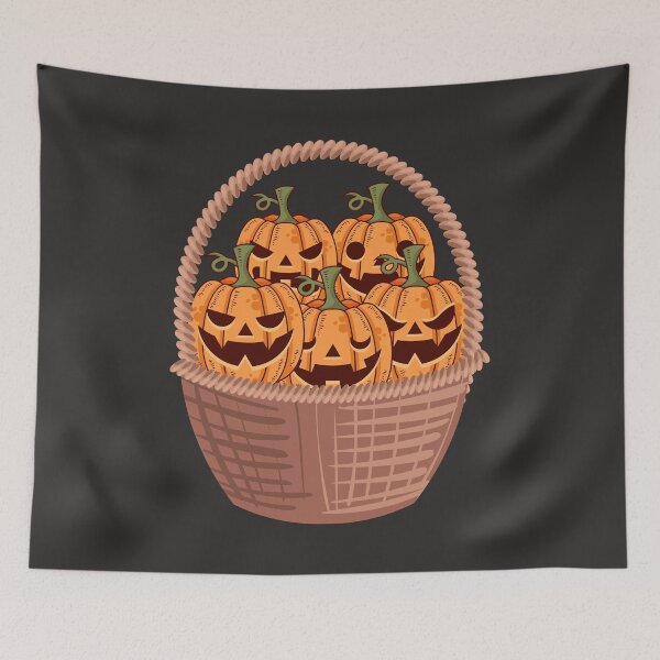 Item preview, Halloween Pumpkin Basket Vintage Illustration designed and sold by NAMASTHE WORLD.