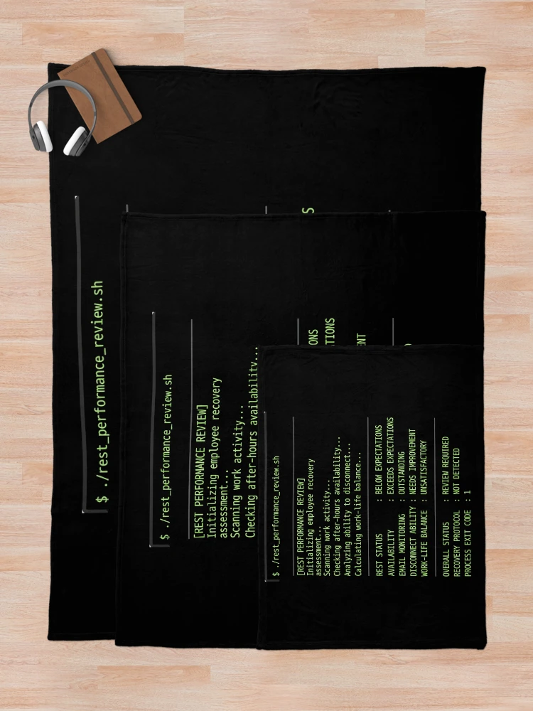 Thumbnail 5 of 6, Throw Blanket, Programmer Rest Performance Review Coding Humor designed and sold by SplashTastic.