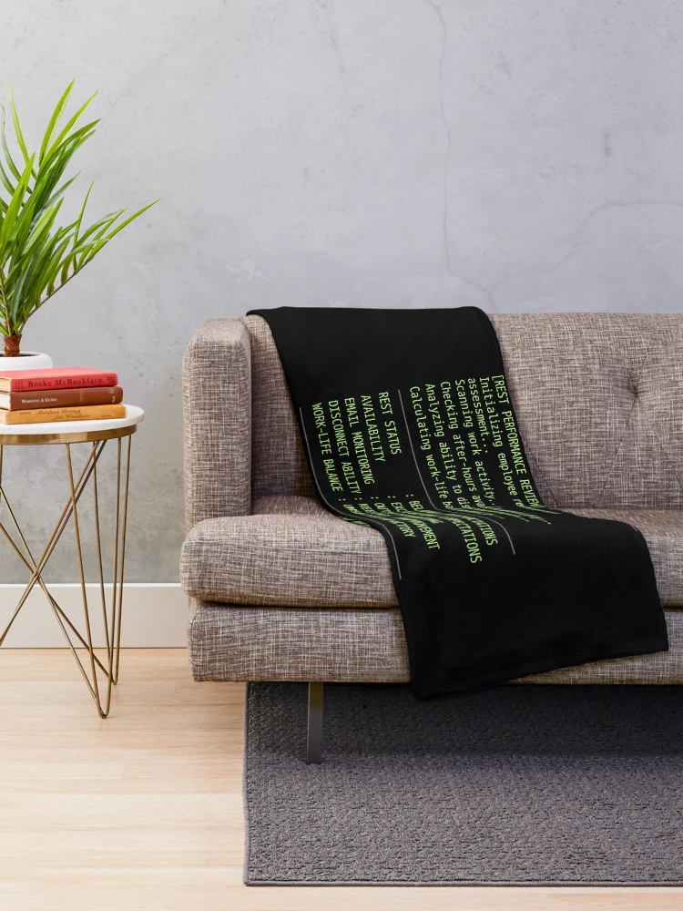 Thumbnail 2 of 6, Throw Blanket, Programmer Rest Performance Review Coding Humor designed and sold by SplashTastic.