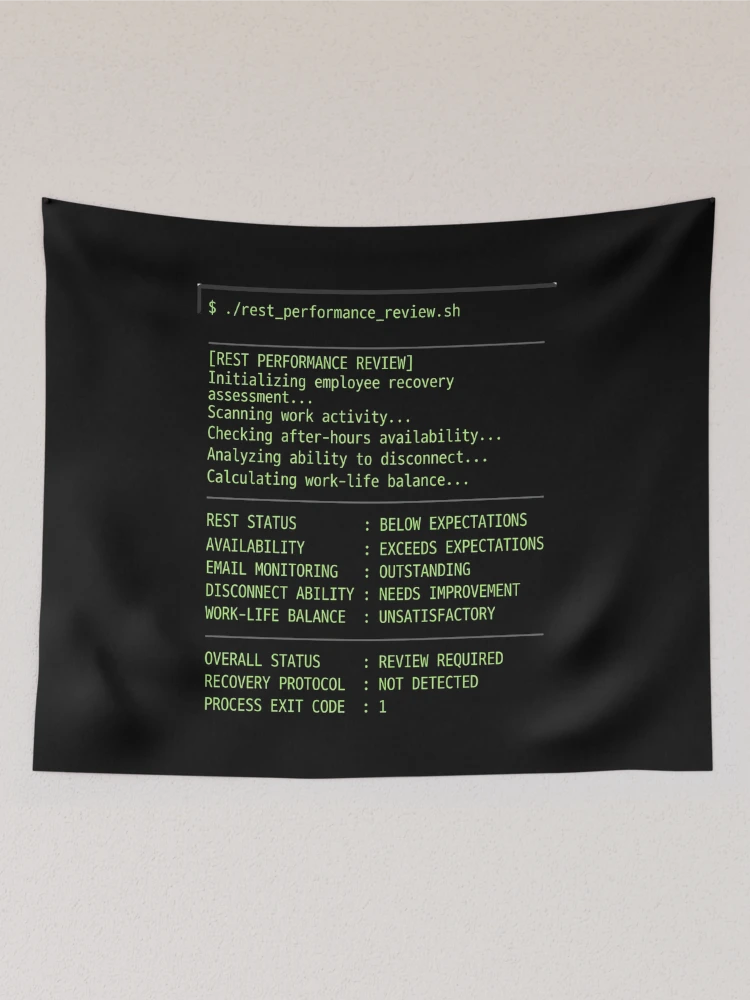 Thumbnail 2 of 3, Tapestry, Programmer Rest Performance Review Coding Humor designed and sold by SplashTastic.