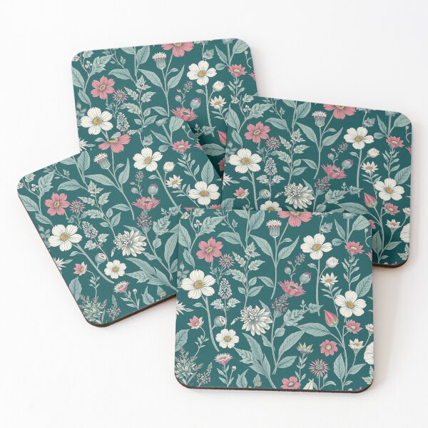 Item preview, Lush Teal Garden Pink White Floral designed and sold by IntelliMindDesigns.