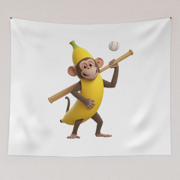 Item preview, Funny Banana Monkey Baseball Cartoon designed and sold by Medya-Tivation.