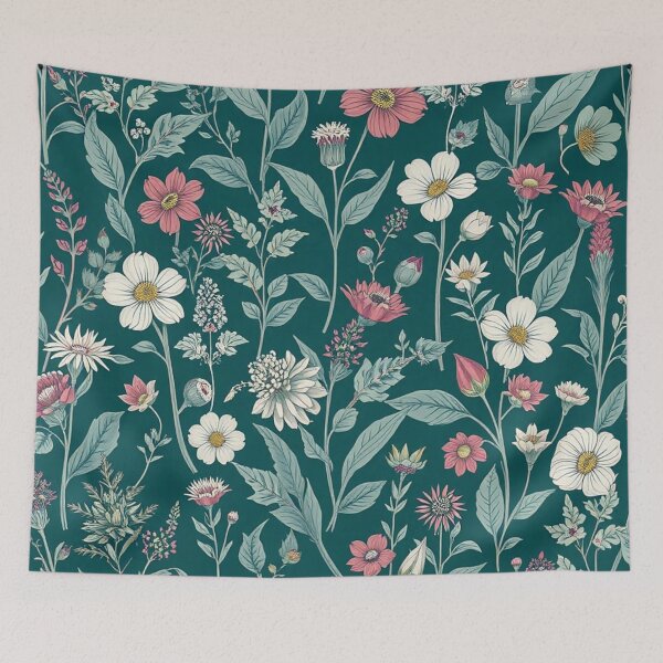Item preview, Lush Teal Garden Pink White Floral designed and sold by IntelliMindDesigns.