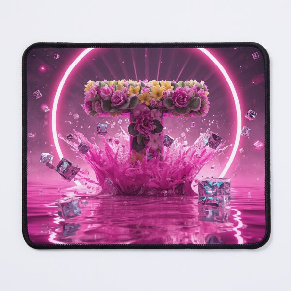 Item preview, Pink Floral T Monogram Neon Water Splash Comforter & Shower Curtain. designed and sold by fbtrisha.