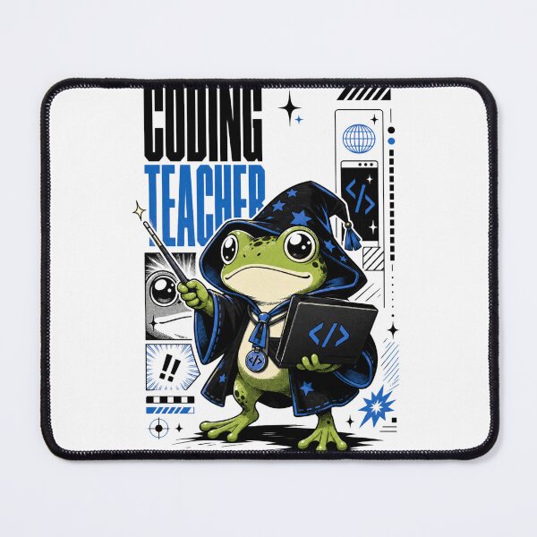 Item preview, Coding Teacher Frog Wizard Graphic Poster T-Shirt | Cute Computer Science Professor Toad Laptop Wand STEM Teacher Gift Blue Black Anime Art designed and sold by illeN-Art-World.