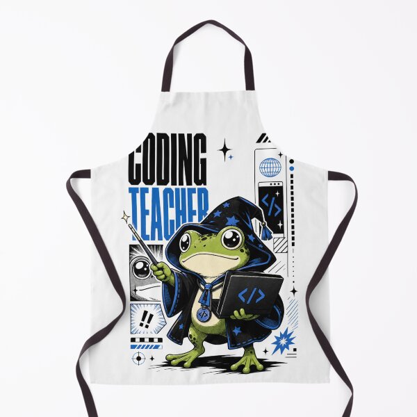 Item preview, Coding Teacher Frog Wizard Graphic Poster T-Shirt | Cute Computer Science Professor Toad Laptop Wand STEM Teacher Gift Blue Black Anime Art designed and sold by illeN-Art-World.