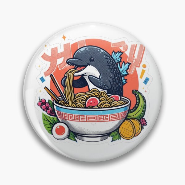 Item preview, Cute Dolphin Eating Ramen Japanese Retro Pop Art Sticker, Kawaii Sea Animal Anime Noodle Illustration, Funny Otaku Pop Culture Die-Cut Sticker designed and sold by ORI-ginal Weirdos: The Weirdly Wonderful Crew.