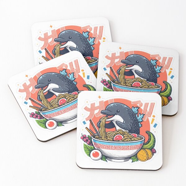 Item preview, Cute Dolphin Eating Ramen Japanese Retro Pop Art Sticker, Kawaii Sea Animal Anime Noodle Illustration, Funny Otaku Pop Culture Die-Cut Sticker designed and sold by ORI-ginal Weirdos: The Weirdly Wonderful Crew.