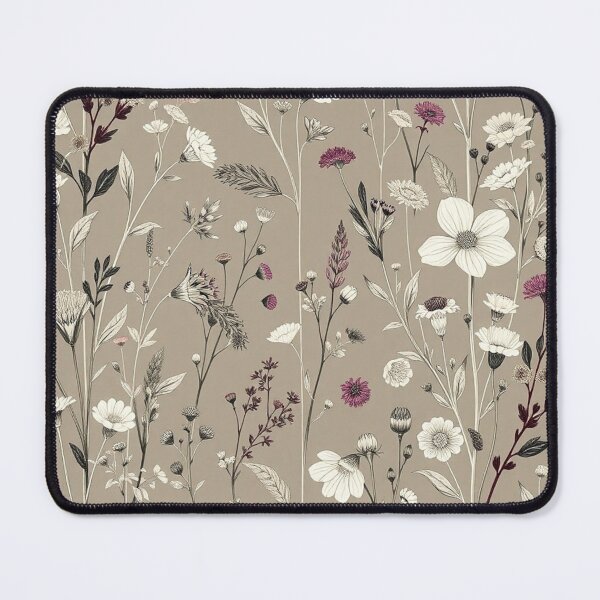 Item preview, Muted Taupe Wildflower Boho Botanical Print designed and sold by IntelliMindDesigns.