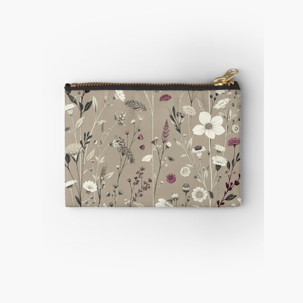 Item preview, Muted Taupe Wildflower Boho Botanical Print designed and sold by IntelliMindDesigns.