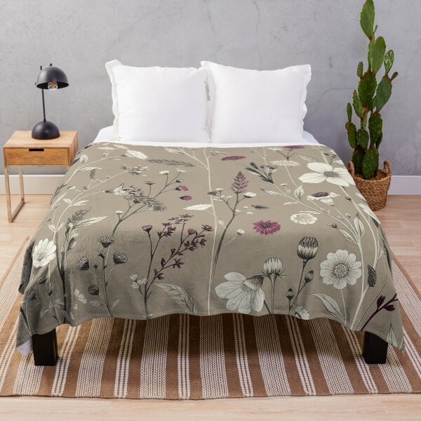 Item preview, Muted Taupe Wildflower Boho Botanical Print designed and sold by IntelliMindDesigns.