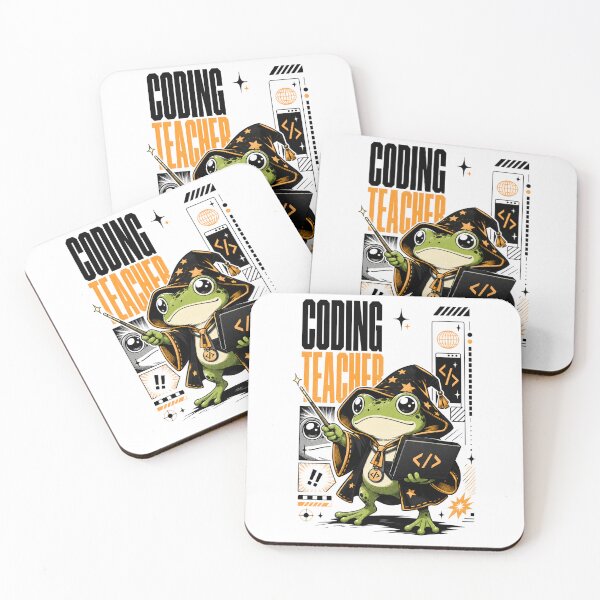 Item preview, Coding Teacher Frog Wizard Graphic Poster T-Shirt | Cute Computer Science Professor Toad Laptop Wand STEM Teacher Gift Orange Black Anime Art designed and sold by illeN-Art-World.