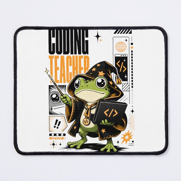 Item preview, Coding Teacher Frog Wizard Graphic Poster T-Shirt | Cute Computer Science Professor Toad Laptop Wand STEM Teacher Gift Orange Black Anime Art designed and sold by illeN-Art-World.