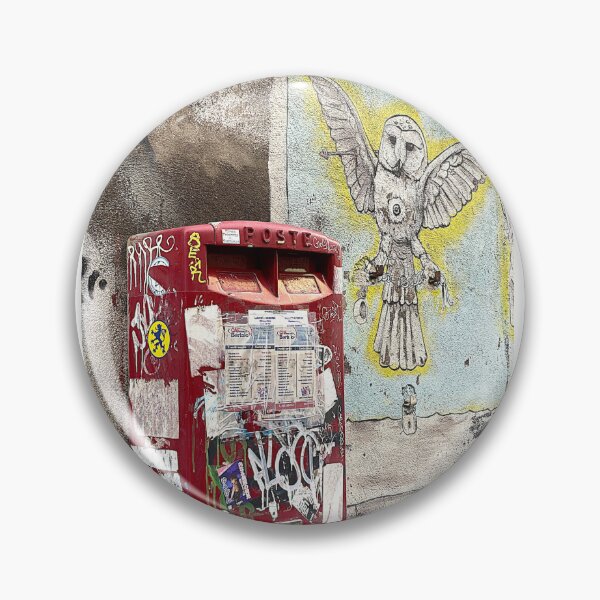Item preview, Red Post Box and Owl Street Art, Catania, Sicily designed and sold by Roadlight Photography .