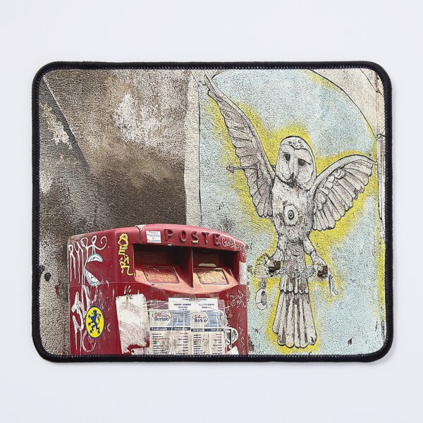 Item preview, Red Post Box and Owl Street Art, Catania, Sicily designed and sold by Roadlight Photography .