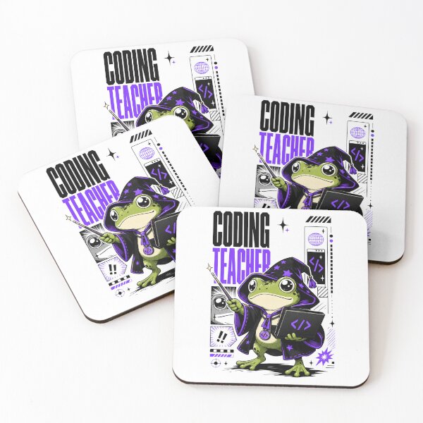 Item preview, Coding Teacher Frog Wizard Graphic Poster T-Shirt | Cute Computer Science Professor Toad Laptop Wand STEM Teacher Gift Violet Black Anime Art designed and sold by illeN-Art-World.
