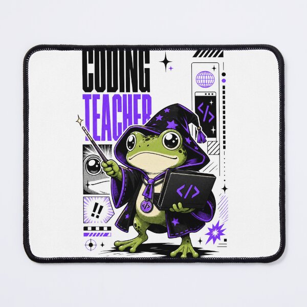 Item preview, Coding Teacher Frog Wizard Graphic Poster T-Shirt | Cute Computer Science Professor Toad Laptop Wand STEM Teacher Gift Violet Black Anime Art designed and sold by illeN-Art-World.