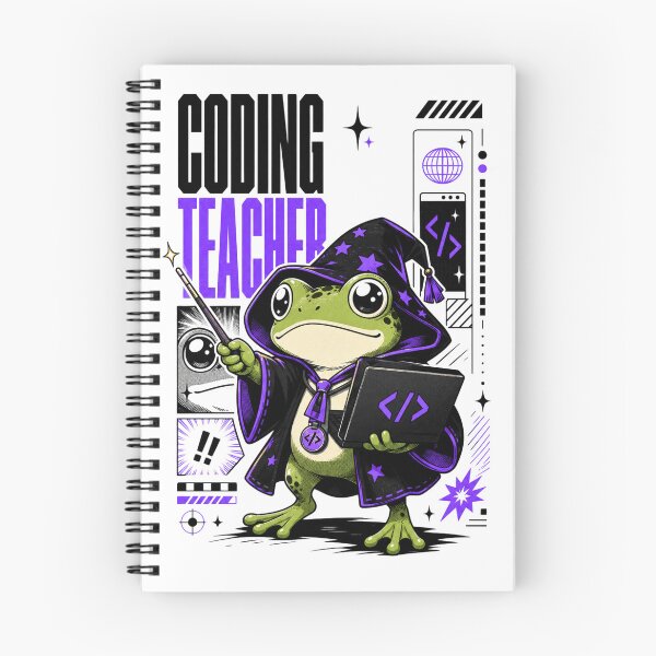 Item preview, Coding Teacher Frog Wizard Graphic Poster T-Shirt | Cute Computer Science Professor Toad Laptop Wand STEM Teacher Gift Violet Black Anime Art designed and sold by illeN-Art-World.