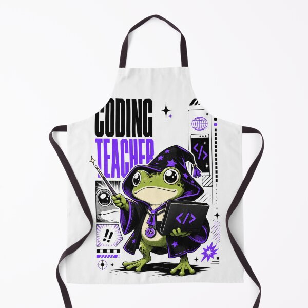Item preview, Coding Teacher Frog Wizard Graphic Poster T-Shirt | Cute Computer Science Professor Toad Laptop Wand STEM Teacher Gift Violet Black Anime Art designed and sold by illeN-Art-World.