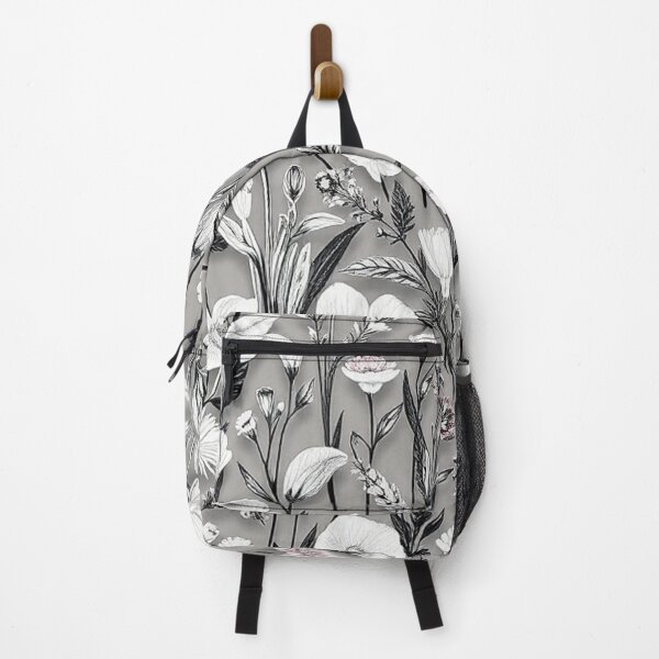 Item preview, Monochrome Grey White Dense Floral Pattern designed and sold by IntelliMindDesigns.