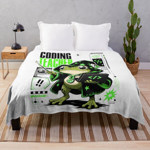Aperçu de l'œuvre T-shirt graphique « Professeur de codage Grenouille Magicien » | Cadeau mignon pour professeur d'informatique : ordinateur portable et baguette magique d'un crapaud, style anime créée et vendue par illeN-Art-World.