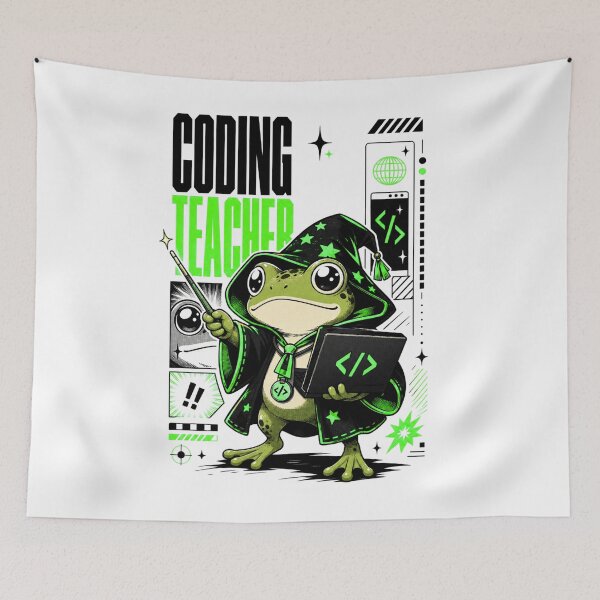Item preview, Coding Teacher Frog Wizard Graphic Poster T-Shirt | Cute Computer Science Professor Toad Laptop Wand STEM Teacher Gift  Anime Art designed and sold by illeN-Art-World.