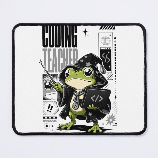 Item preview, Coding Teacher Frog Wizard Graphic Poster T-Shirt | Cute Computer Science Professor Toad Laptop Wand STEM Teacher Gift  Black Gray Anime Art designed and sold by illeN-Art-World.