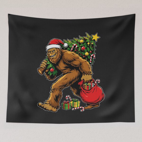 Item preview, Santa Bigfoot Carrying Christmas Tree Funny Sasquatch Pajamas   designed and sold by alenaz.