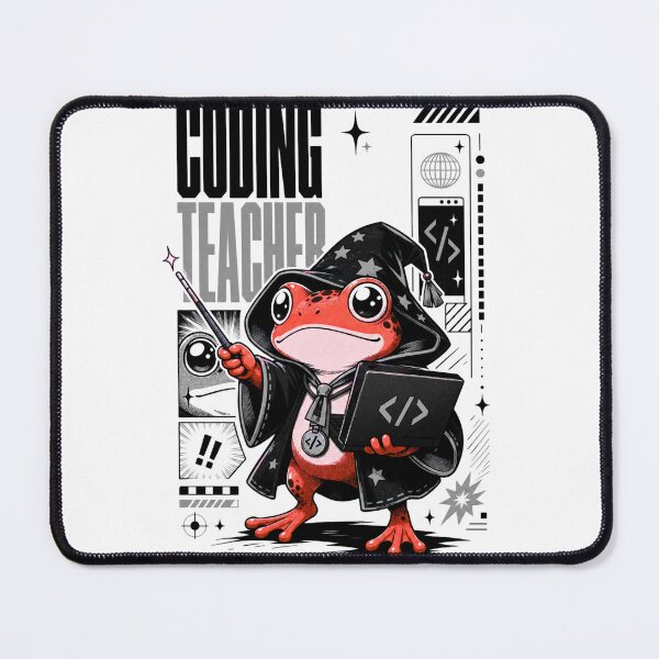 Item preview, Coding Teacher Frog Wizard Graphic Poster T-Shirt | Cute Computer Science Professor Toad Laptop Wand STEM Teacher Gift  Red Gray Anime Art designed and sold by illeN-Art-World.