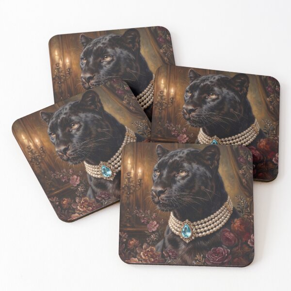 Item preview, Royal Black Panther in Pearl Necklace designed and sold by Real Beast Art.