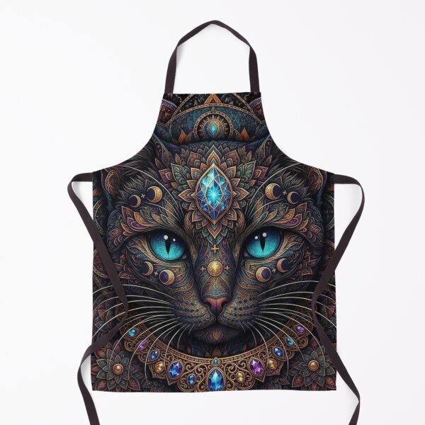 Item preview, Cosmic Crystal Cat Mandala Intricate Sapphire Eye Feline Artwork designed and sold by Mindworx21.