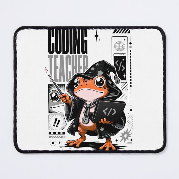 Item preview, Coding Teacher Frog Wizard Graphic Poster T-Shirt | Cute Computer Science Professor Toad Laptop Wand STEM Teacher Gift Orange Gray Anime Art designed and sold by illeN-Art-World.