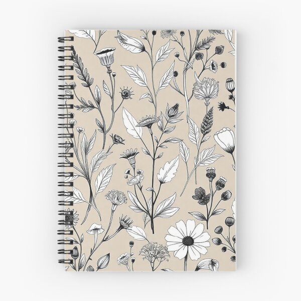 Item preview, Soft Beige Grey Wildflower Cottagecore Print designed and sold by IntelliMindDesigns.