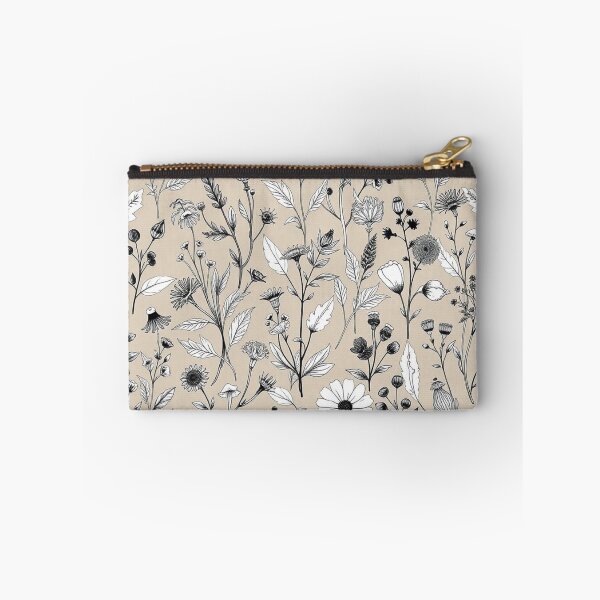 Item preview, Soft Beige Grey Wildflower Cottagecore Print designed and sold by IntelliMindDesigns.