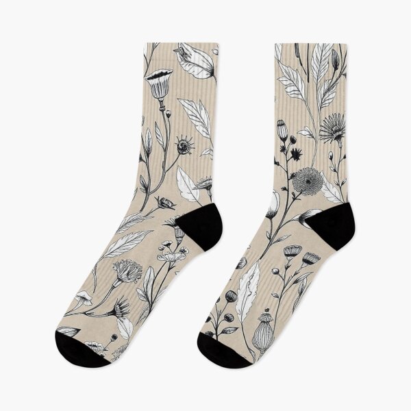 Item preview, Soft Beige Grey Wildflower Cottagecore Print designed and sold by IntelliMindDesigns.