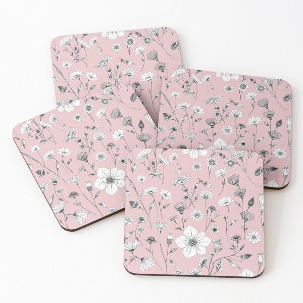 Item preview, Blush Pink White Floral Cottagecore Pattern designed and sold by IntelliMindDesigns.