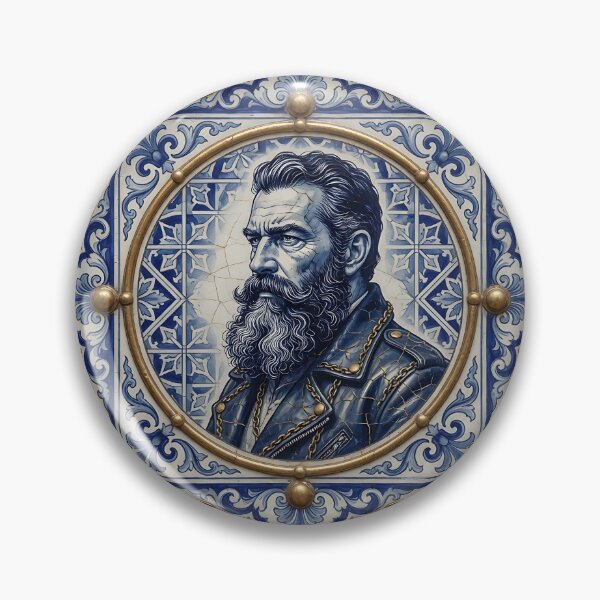 Item preview, Blue & White Azulejo Bearded Man Portrait – Vintage Portuguese Tile Art designed and sold by ZhivanCrimson.