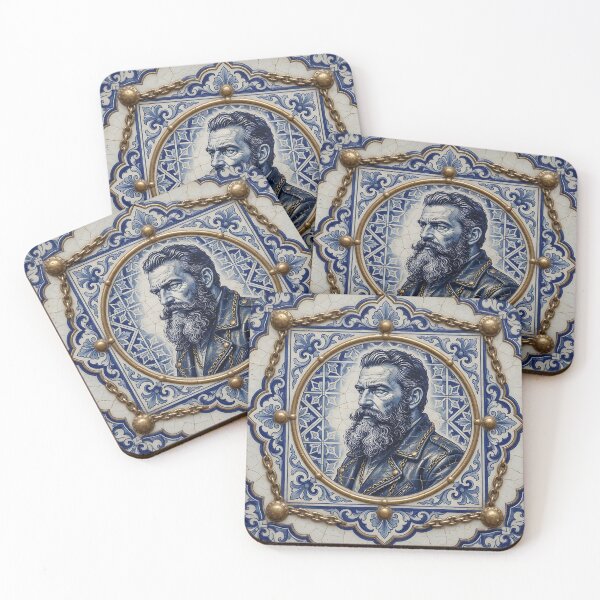 Item preview, Blue & White Azulejo Bearded Man Portrait – Vintage Portuguese Tile Art designed and sold by ZhivanCrimson.