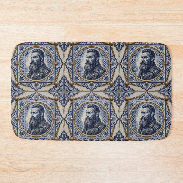 Item preview, Blue & White Azulejo Bearded Man Portrait – Vintage Portuguese Tile Art designed and sold by ZhivanCrimson.