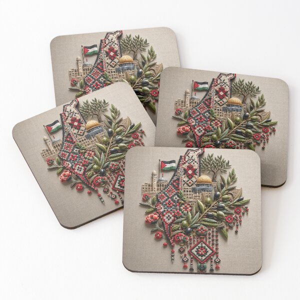 Item preview, Palestinian Tatreez Heritage Composition – Olive Branch and Traditional Embroidery Art designed and sold by BrainCurves.