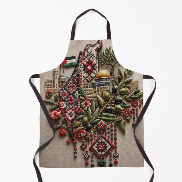 Item preview, Palestinian Tatreez Heritage Composition – Olive Branch and Traditional Embroidery Art designed and sold by BrainCurves.