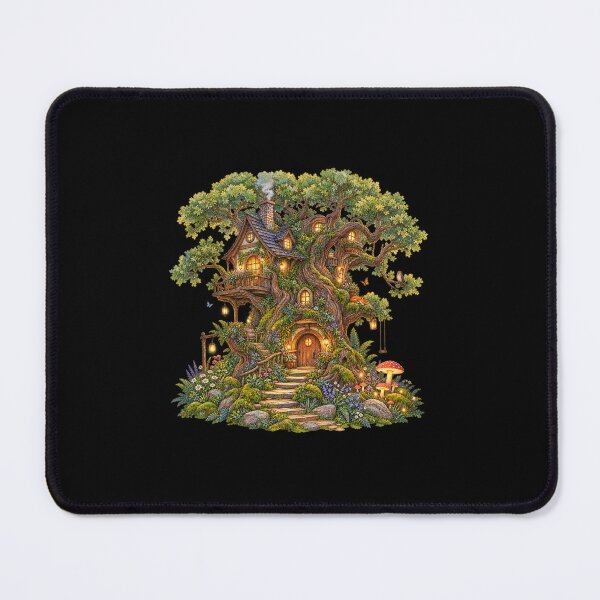 Item preview, Magical Oak Tree Forest Cottage Watercolor designed and sold by Adityavanjre.