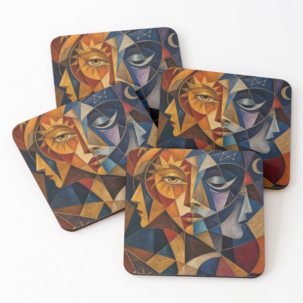 Item preview, Sun and Moon Cubist Portraits designed and sold by DesingbyDimoski.