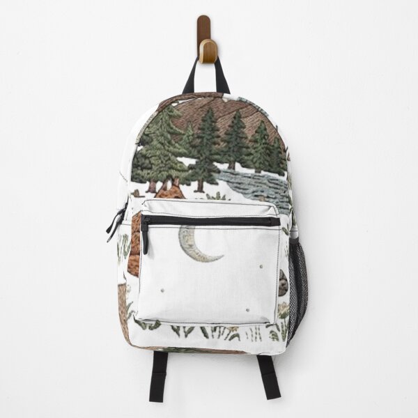 Item preview, Embroidered Wilderness Camping Scene with Fox, Tent, Campfire, and Constellation designed and sold by CreativeNest Prints.